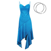 Women 1970S Vintage Retro Disco Dress asymmetric Slip Dress Cosplay Costume Halloween Carnival Suit